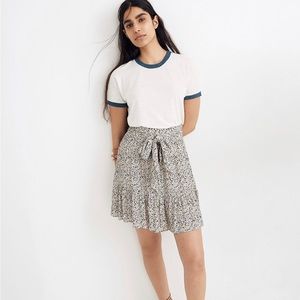 Madewell Tie-Waist Tiered Mini Skirt in Fieldwalk Floral
